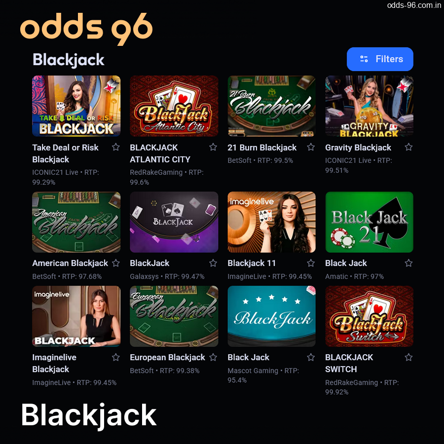 The Blackjack games at Odds96