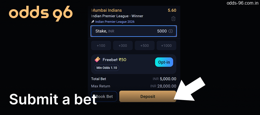 Place an IPL bet at Odds96