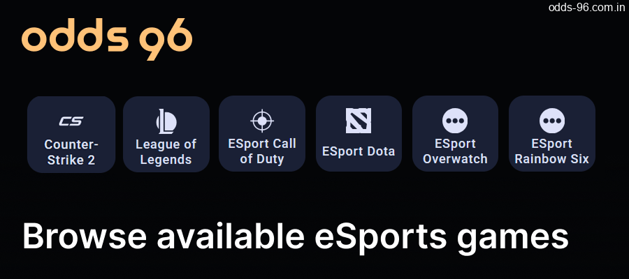 Browse the available Odds96 eSports games