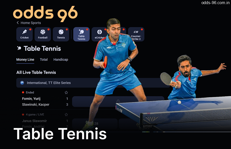 Betting on Table Tennis is available on the Odds96 website